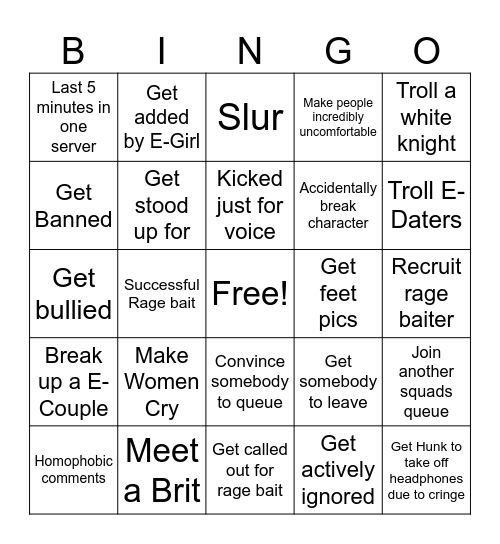 OW Rage Bait Bingo Card