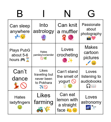 FUNFACT BINGO Card