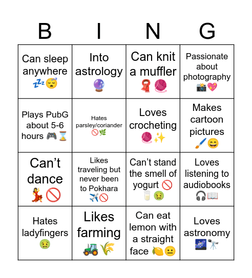 FUNFACT BINGO Card