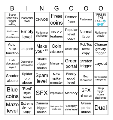 Recent Tab Bingo Card