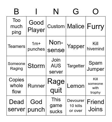 Ability wars bingo Card
