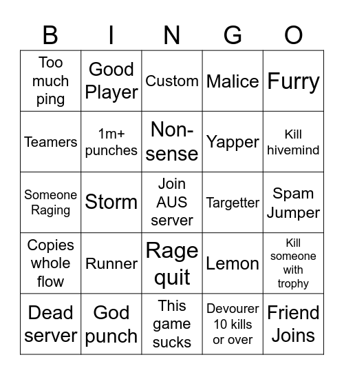 Ability wars bingo Card