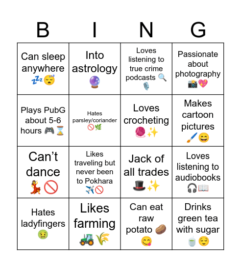 FUNFACT BINGO Card