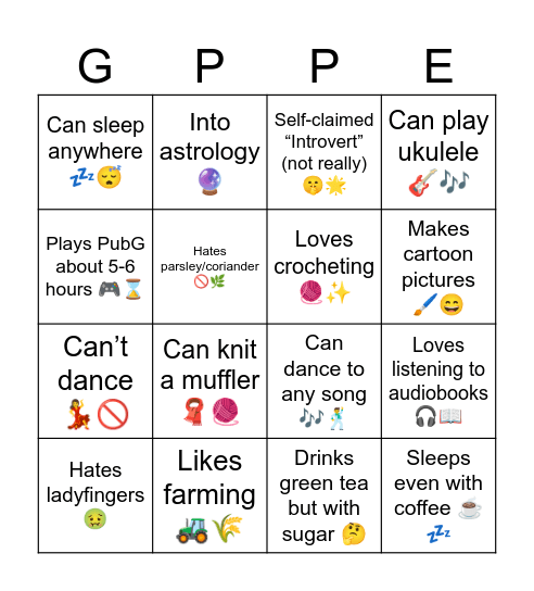 FUNFACT BINGO Card