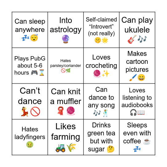 FUNFACT BINGO Card