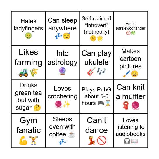 FUNFACT BINGO Card