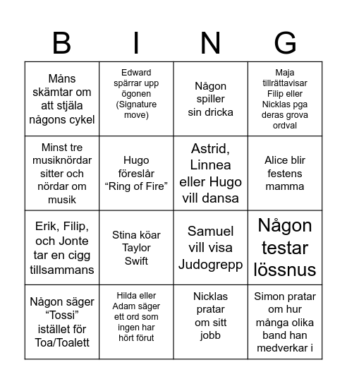 Stugbingo Card