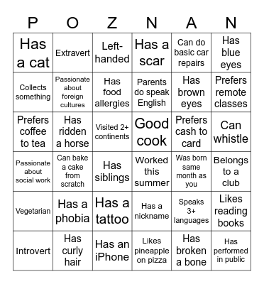 Icebreaker Bingo Card