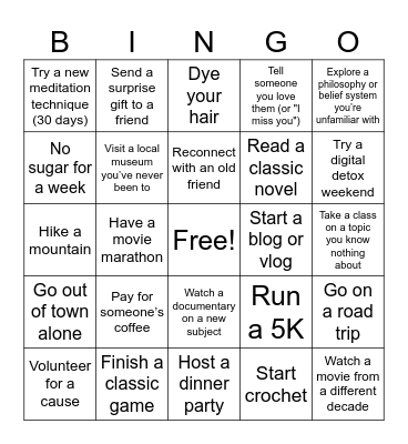 Life Bingo Card