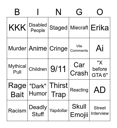 Instagram Bingo Card