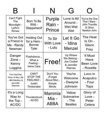 Movies Bingo Card