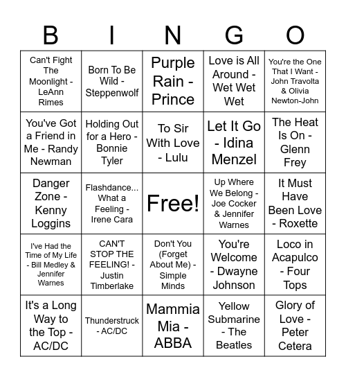 Movies Bingo Card