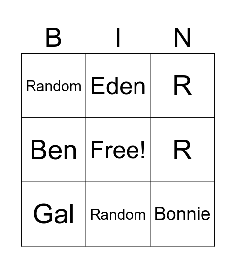 Tzafon Bingo Card