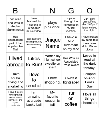 English 3 Bingo Card