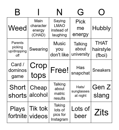 BIANKA'S MILF PHASE Bingo Card