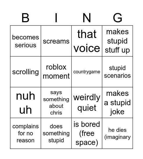 chris bingo Card