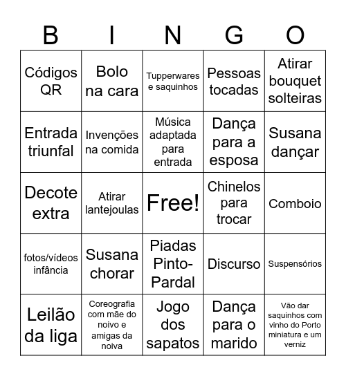 Casamento Bingo Card