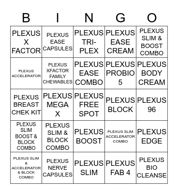 PLEXUS BINGO Card