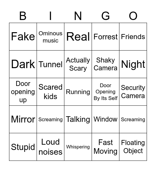 Creepy video bingo Card