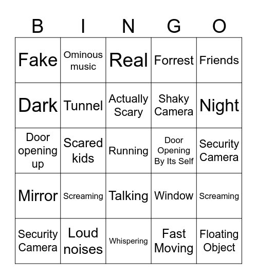 Creepy video bingo Card