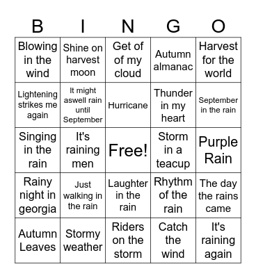 All About Autumn Bingo Card