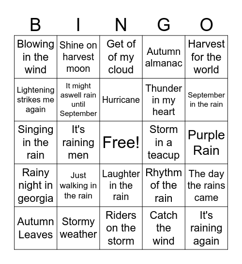 All About Autumn Bingo Card