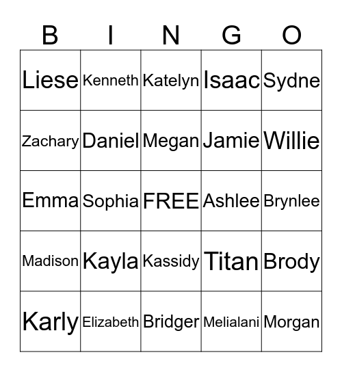 Neves  Bingo Card