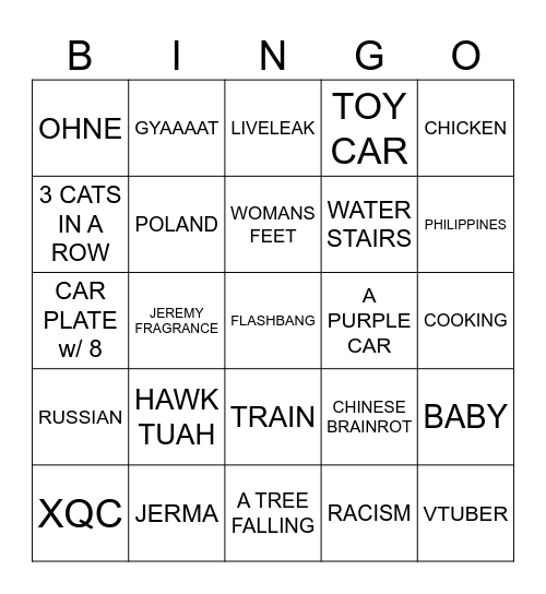 REELS Bingo Card