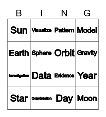 Patterns of Earth and SkyStar Bingo Card