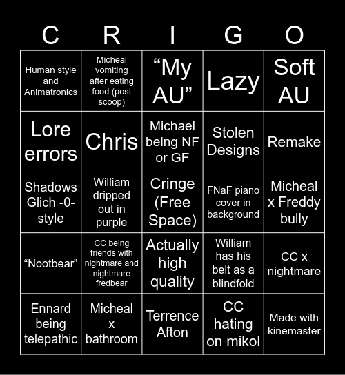 FNaF Gacha Bingo Card