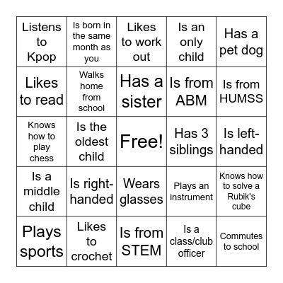 Find Someone Who... Bingo Card