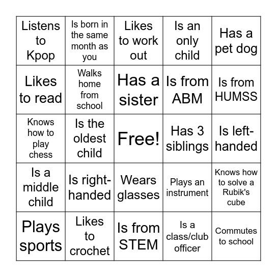 Find Someone Who... Bingo Card