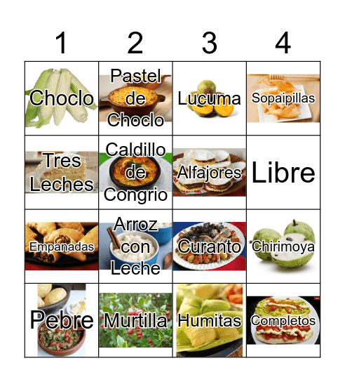 Wilson's Comida de Chile... Bingo Card