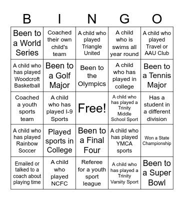 Sport Bingo Card