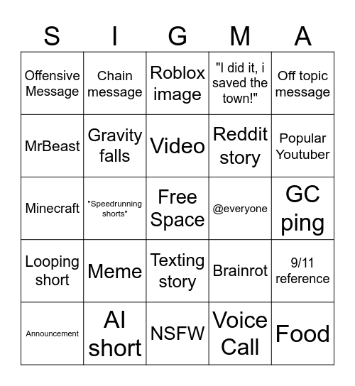 INTERNET BINGO Card