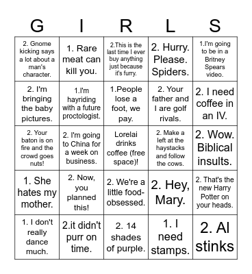 GIRLMORE Bingo Card