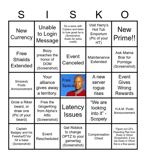 Benjamin Sisko's Bingo Nights Bingo Card