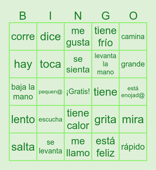 TPR listas 1-2 Bingo Card