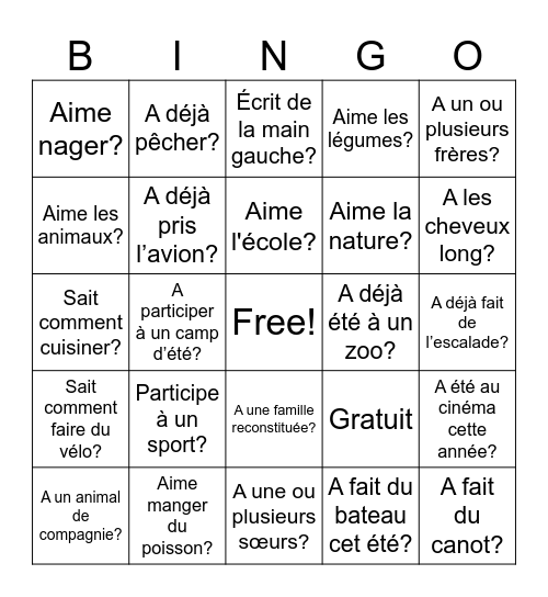 LOUVETEAU Bingo Card