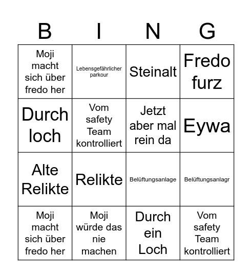 Moji Reaktion roofless bingo Card
