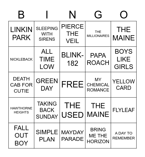 EMO BINGO Card