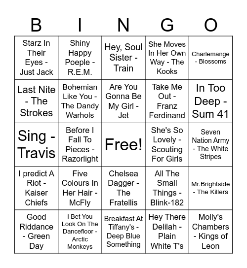 Noughties Bingo Card