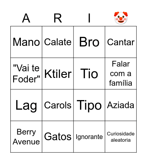 Bingo da Ariana Bingo Card