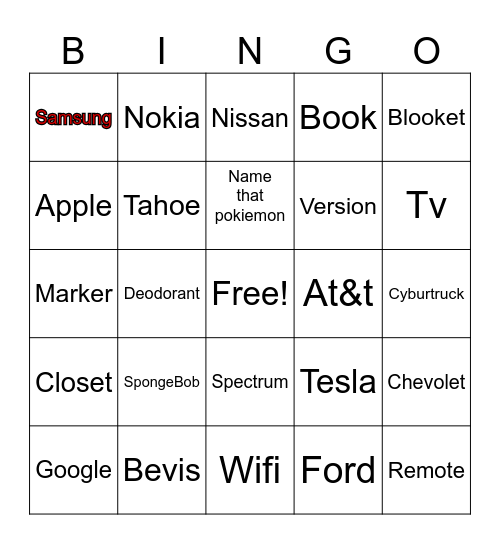 Fun Bingo Card