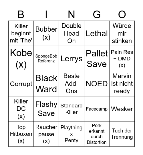 Drunk by Daylight Bingo Card