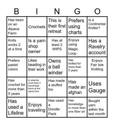 Find Someone Who Bingo Card