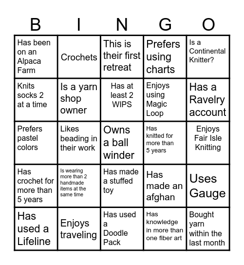 Find Someone Who Bingo Card