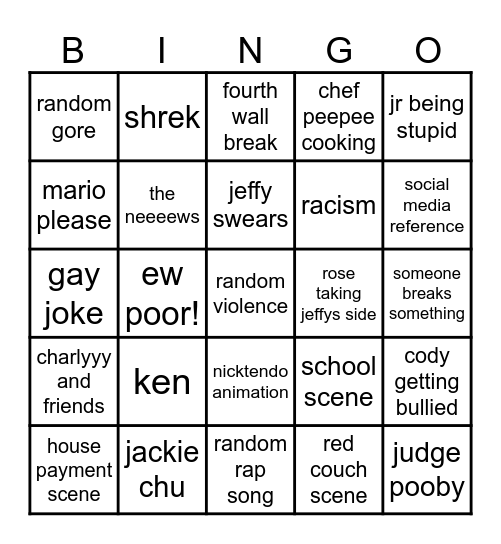 SML Bingo Card