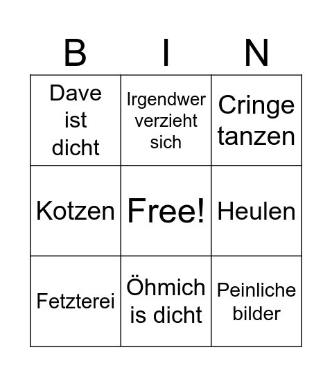 Sommerfest Bingo Card