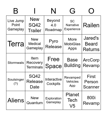 CitizenCon 2954 Bingo Card